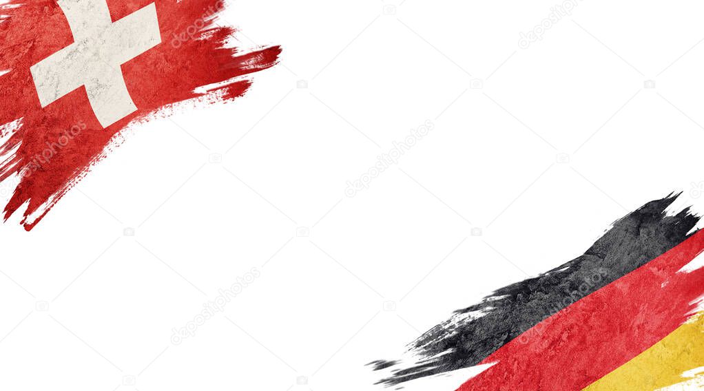 Flags of Switzerland and Germany on White Background